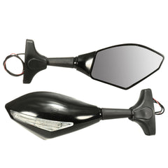 Motorcycle Rear View Mirror with LED Turn Signal Indicator - Universal Fit