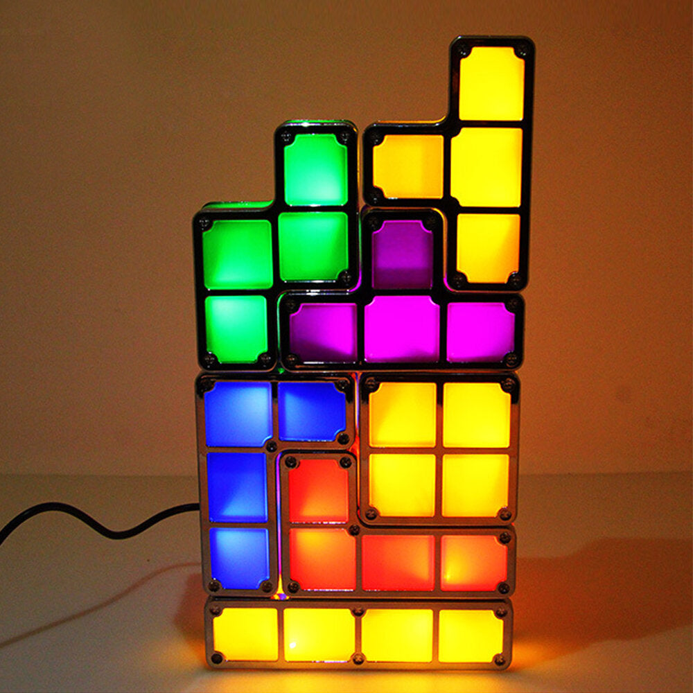 DIY Tetris Puzzle LED Night Light - Stackable, 7 Colors, Constructible Block Desk Lamp, Novelty Toy, Children's Gift