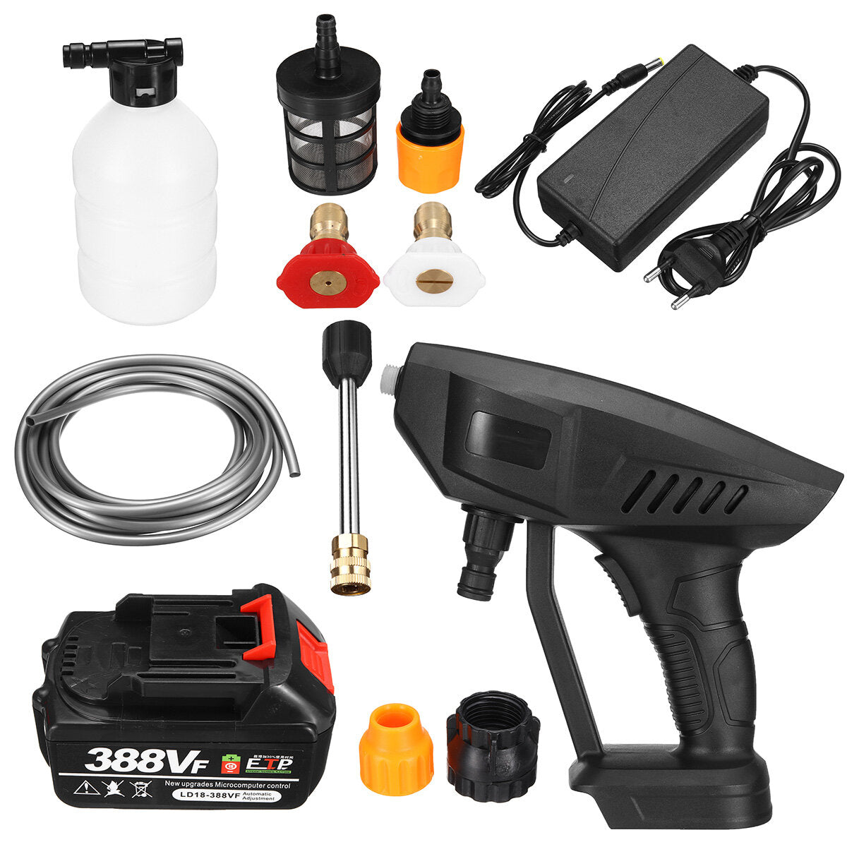 388VF High-Pressure Cordless Electric Water Pump Car Washer Gun - Portable Sprayer Cleaner Tool