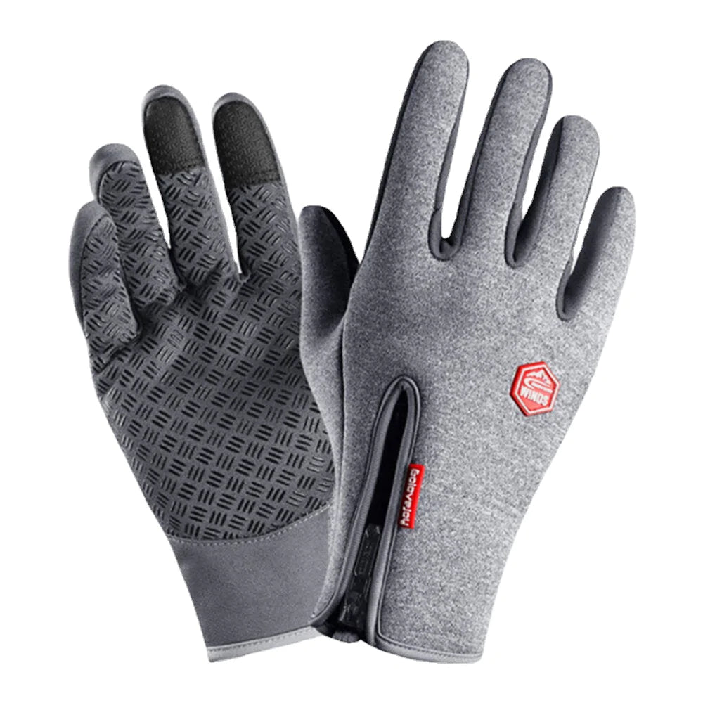 Unisex Warm Plus Velvet Zipper Gloves for Diving, Riding, Climbing, Skiing - Screen-Touchable