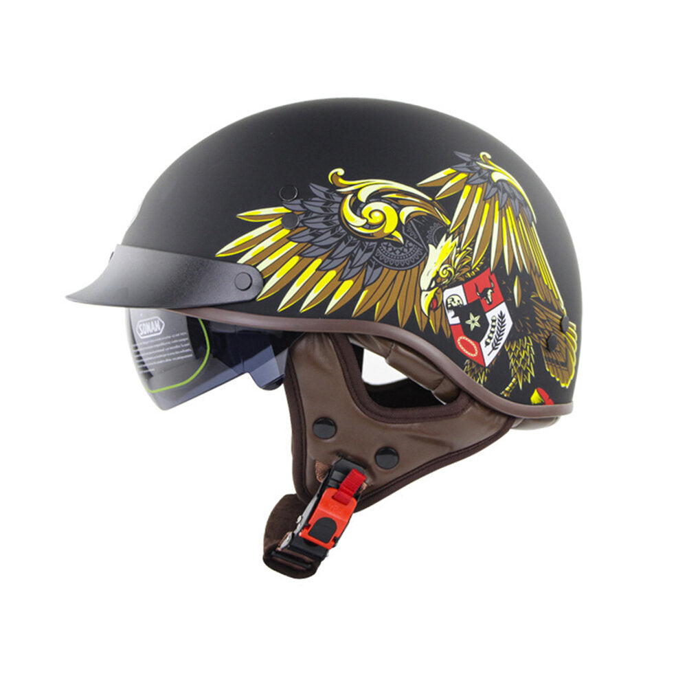 Vintage Retro Half Face Motorcycle Helmet with Inner Sun Visor for Electric Scooter and Cruise Safety