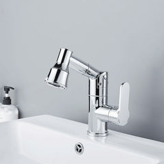 Bathroom Pull-Out Basin Faucet with Spring Sprayer, Hot and Cold Water Mixer Tap