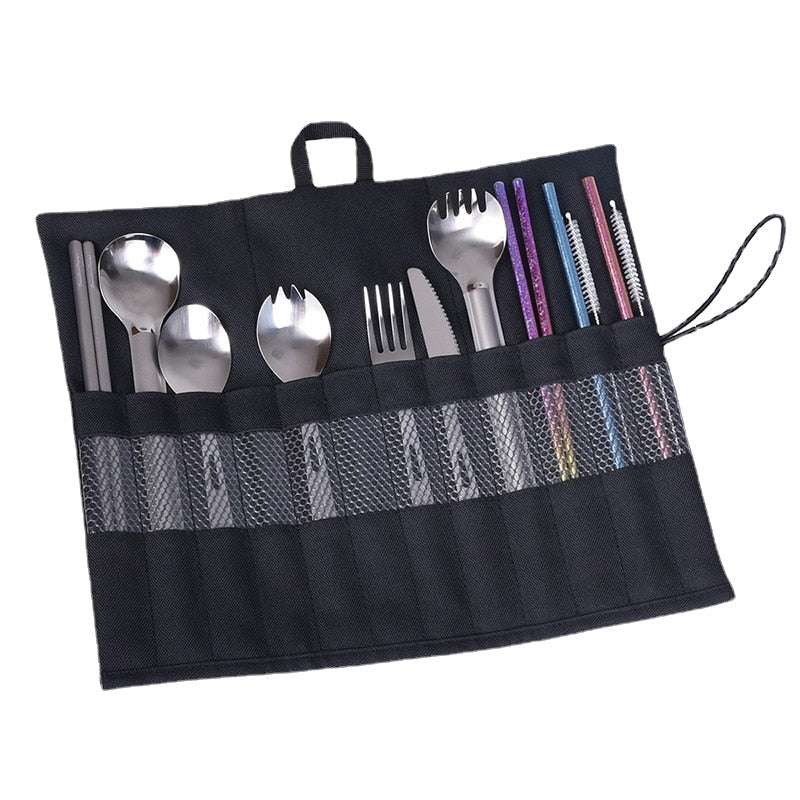 Outdoor Camping Tent Stakes & Cutlery Storage Bag - Drawstring Travel Sack for Tent Pegs & Nails