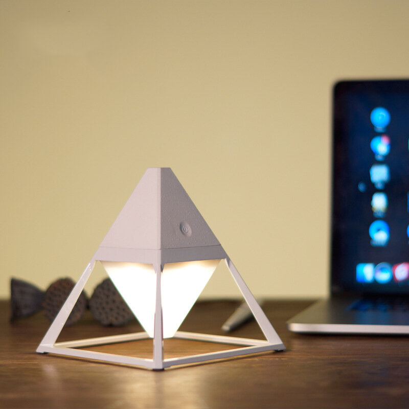 Pyramid Shape LED Night Light with USB Charging, 2200mAh Battery, Diffuser Wall Lamp