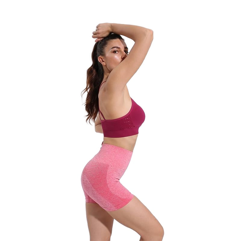 Women's Summer Yoga Shorts - Seamless, Side Mesh, Tight, Elastic, Solid Color Gym Leggings
