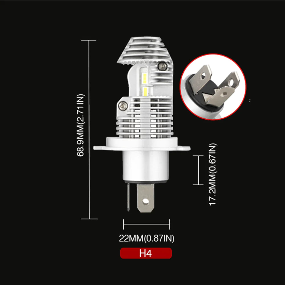 2 Stück H4 12 V 40 W 8000 lm 6000 K LED-Scheinwerferlampen für Motorrad und Auto – Fern-/Abblendlicht, Nebelscheinwerfer