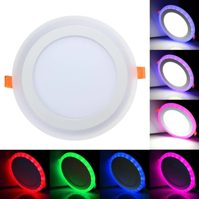 12W RGB Dual Color LED Recessed Ceiling Panel Light, Round, AC85-265V