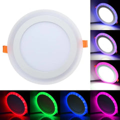 12W RGB Dual Color LED Recessed Ceiling Panel Light, Round, AC85-265V