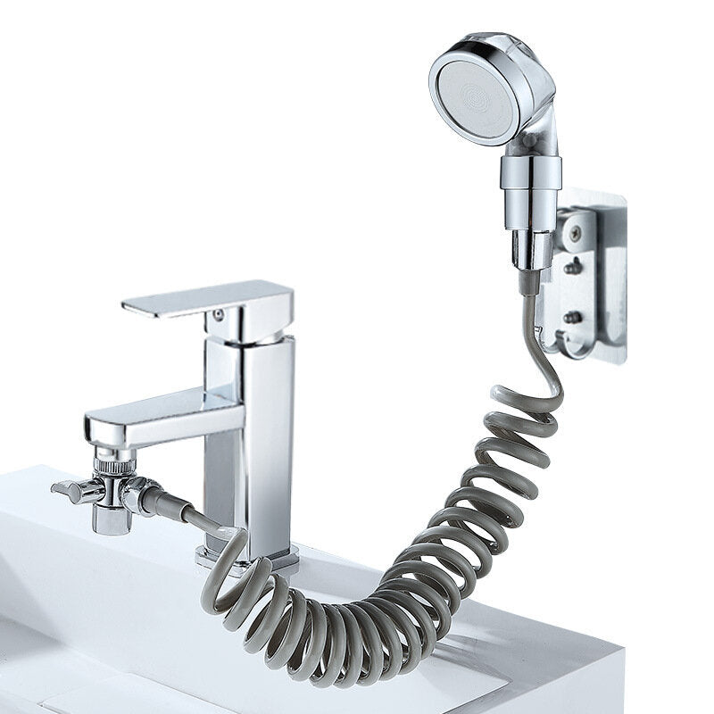 Bathroom Wash Basin Faucet Set with External Shower Head, Toilet Hold Filter, and Flexible Hair Washing Rinser Extension
