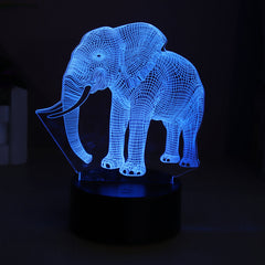 3D Acrylic LED Night Light - Elephant Model, 7/16 Colors, Remote Control & Touch Switch