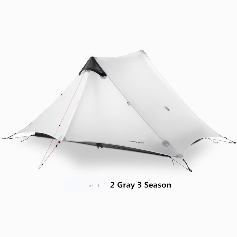 Ultraleichtes 3-Jahreszeiten-Campingzelt für 2 Personen, 15D Silnylon, stangenloses Design