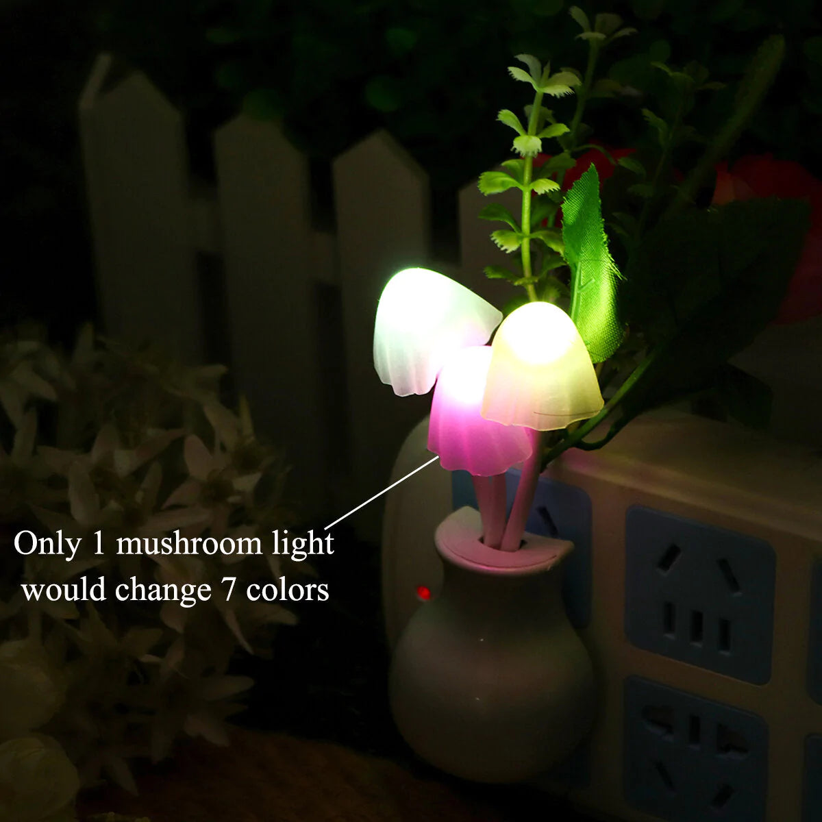 Romantic Flower Mushroom LED Night Light Sensor for Baby Bed Lamp