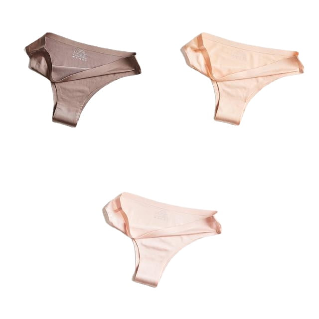 Sexy Seamless Thong Panties - Silk Lingerie G-String Briefs, 3-Pack