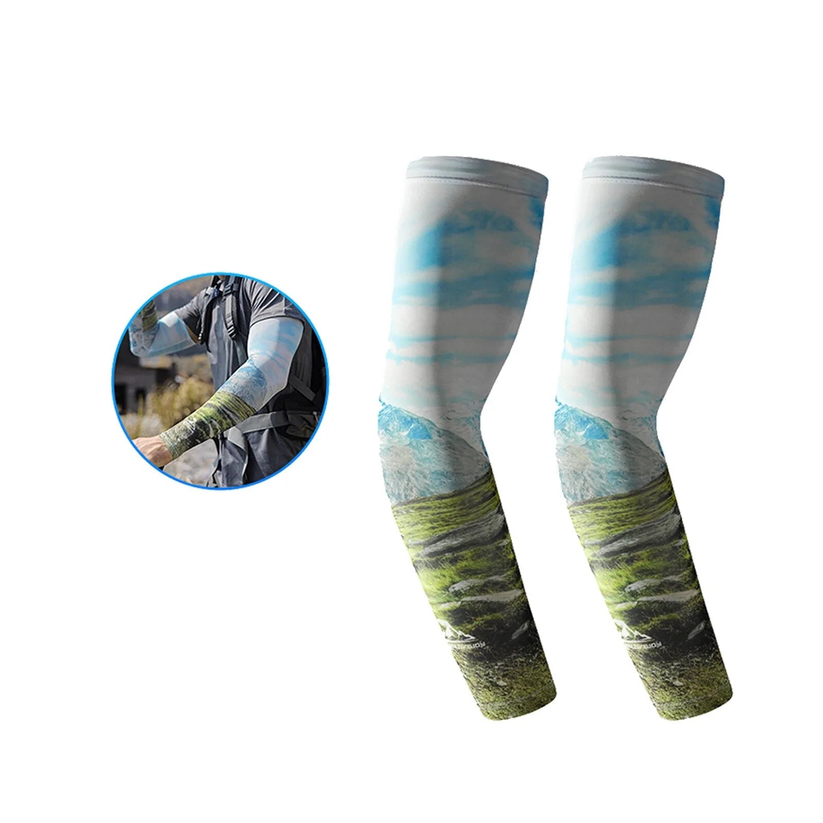 Men's Ice Silk Outdoor Sunscreen Abstract Print Cycling Gloves Set