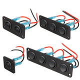 12V 1-4 Gang Toggle Switch Panel Mini Rocker ON-OFF SPST Blue LED for RV, Truck, Ship