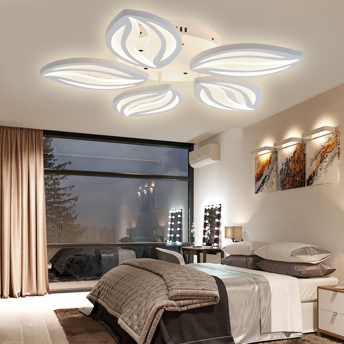 AC110-220V 6000LM 550LED Ceiling Light Fixture with Remote Control for Bedroom, Study, Parlor