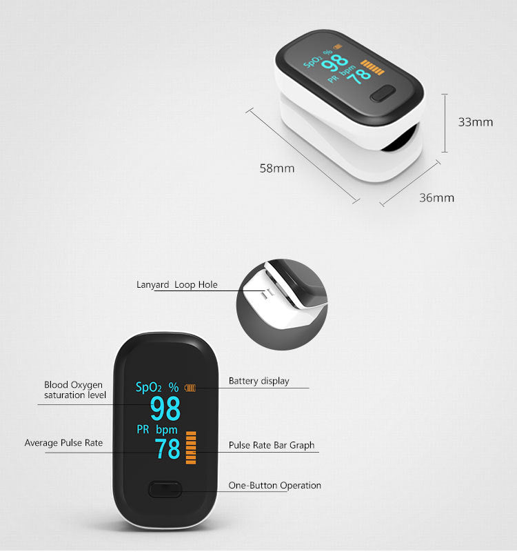 Portable Pulse Oximeter Blood Oxygen & pulse Rate Measurement