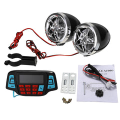 Bluetooth Motorcycle Handlebar Amplifier Radio Stereo Alarm Speaker MP3 FM Player