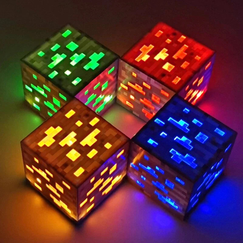 Wiederaufladbare LED-Minecraft-Taschenlampe, Nachtlicht – kreative Spiellampe für Kinder, Zuhause, Schlafzimmer-Dekoration