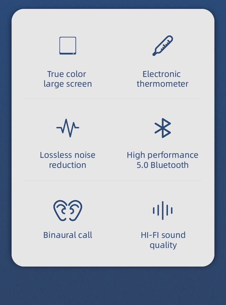 TWS Dual Mini Sports Bluetooth Headset Silicone Thermometer Digital Display