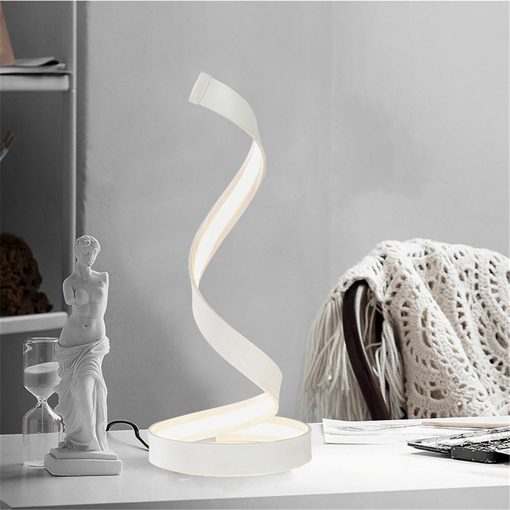 Modern LED Spiral Table Lamp - Creative Curved Design, Warm White Light for Bedside