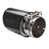 Universal Glossy Black Carbon Fiber Car Exhaust Tip Muffler - 80mm/101mm End Pipe