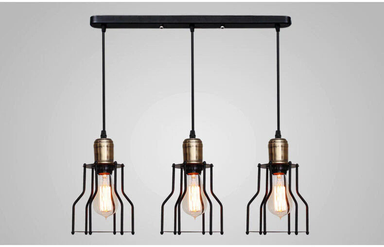 Industrial 3-Light Pendant Light, Adjustable Flush Mount Ceiling Fixture for Kitchen Island and Living Room