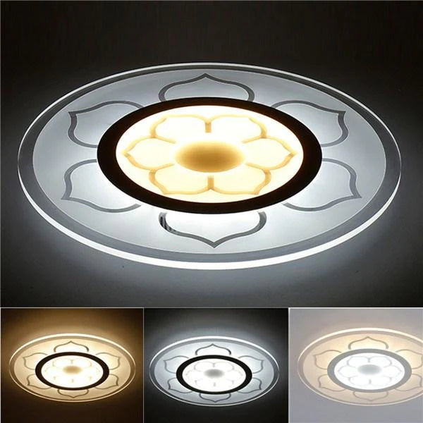 15W Modern Round Flower Acrylic LED Ceiling Light - Warm White/White for Living Room AC220V