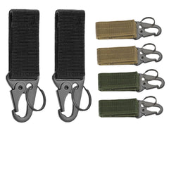 Tactical Molle Nylon Webbing Belt Triangle Buckle Carabiner Keychain for Outdoor Climbing Camping Tool Accessory