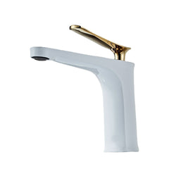 Gold Polished Luxury Bathroom Basin Faucet - Hot & Cold Water Mixer Tap with Single Brass Handle