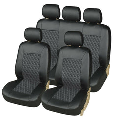 Universal PU Leather Car Seat Covers Protector, 1/5 Seater, Front & Rear, Black