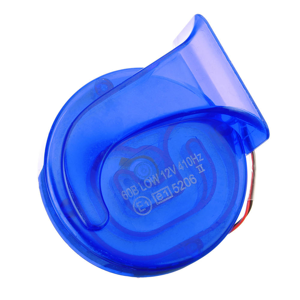 Pair of 12V 110dB Universal Blue Super Loud Air Snail Horns for Car, Van, and Motorcycle