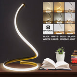 Modern Spiral LED Bedside Table Lamp - Curved, Dimmable, Warm White Desk Light