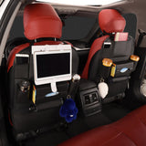 PU Leather Car Seat Back Organizer - Multi-functional with Multi Pockets, Phone and Cup Holder