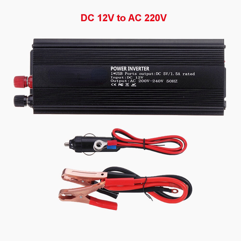 2000W Peak Car Power Inverter DC 12/24V to AC 110/220V Modified Sine Wave Converter with USB Port