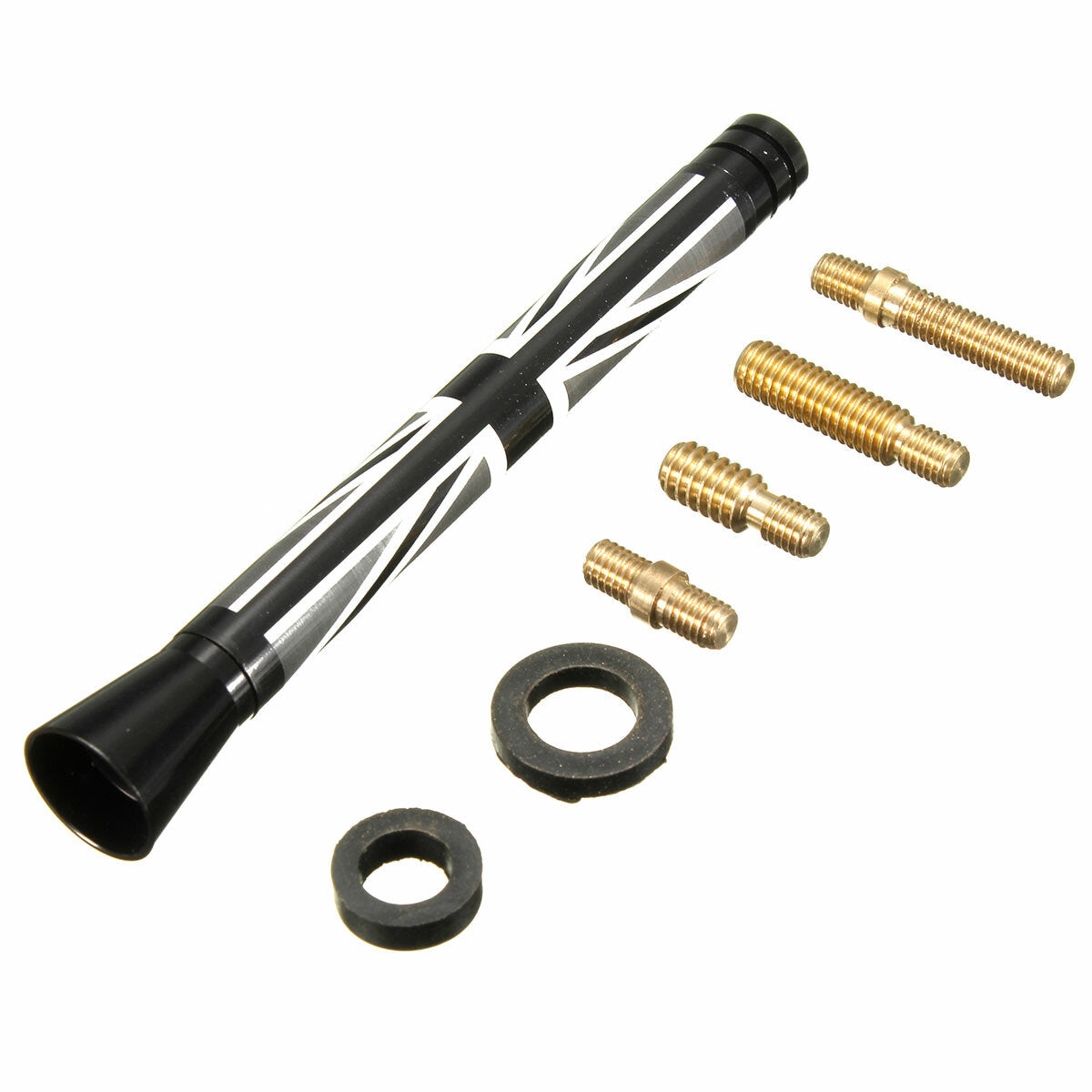 Union Jack UK GER Flag Carbon Fiber Car Antenna - 7.7cm/10.7cm