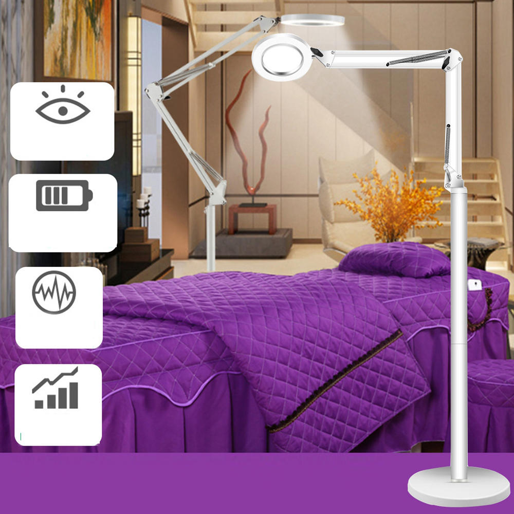 LED Magnifying Lamp with Adjustable Height - Cold Dimmable Floor Light for Makeup and Salon Use