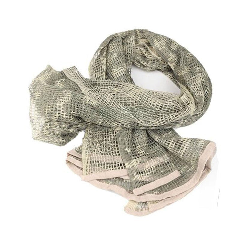 Tactical Camouflage Mesh Scarf - Oversized Cotton Camo Turban for Hunting, Camping, Sniper, and Hiking