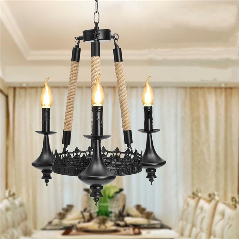 3-Head Iron Chandelier for Living/Dining Room, Ceiling Pendant Light, AC110-220V