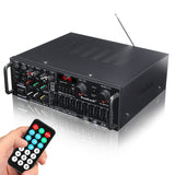 2 Channel HiFi Stereo Audio Power Amplifier with Remote Control, USB, SD, FM, 220V EU Plug