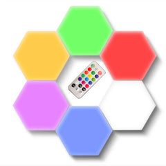 Hexagon RGB LED Lamp with Touch Sensor, USB, Remote Control - Colorful Night Light, RGBW Honeycomb Design