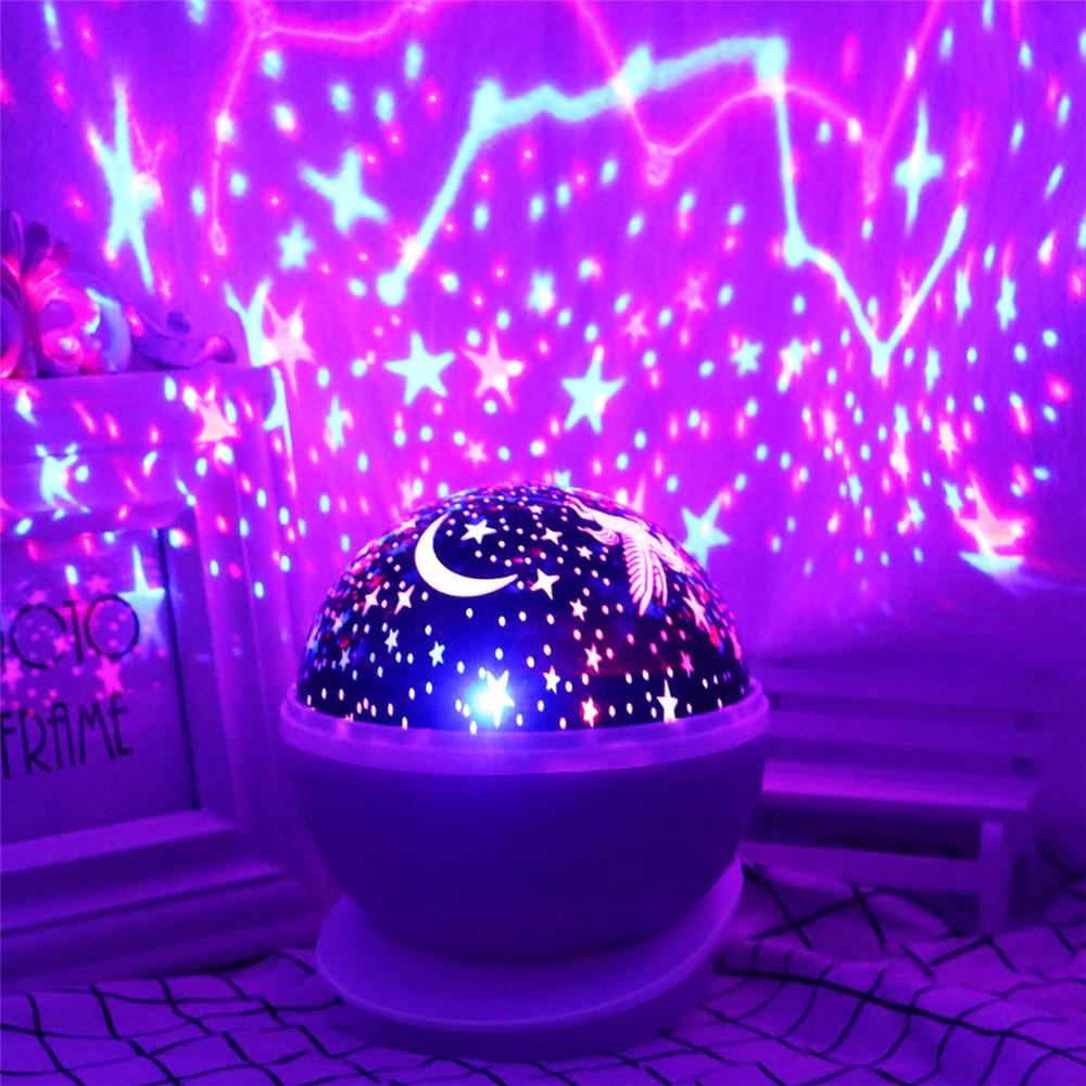 Automatic Rotating Starry Sky Projector Lamp - Star Moon Colorful Diamond USB LED Night Light