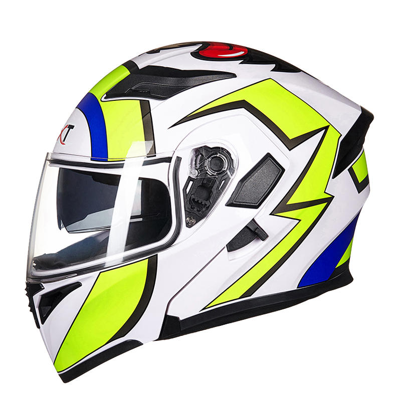 Full Face Flip-Up Motorcycle Helmet with Double Lens for Motocross and Racing
