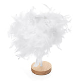 Modern White Feather Shade USB Table Lamp - Elegant Bedside Desk Night Light for Home Bedroom Decor