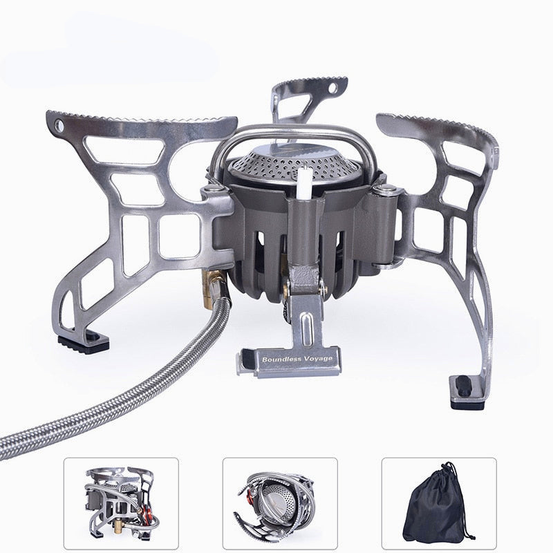 Portable High Power Gas Stove - Foldable Outdoor Cooking Kit for Camping, Lightweight Camp Food Cooker