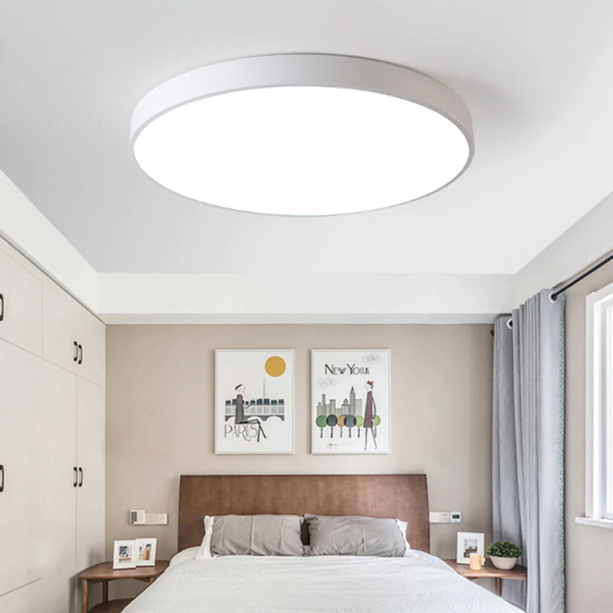 Ultra Thin LED Ceiling Light - Round Flush Mount Fixture for Kitchen & Home