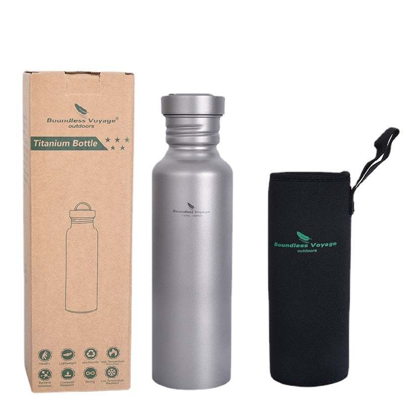 Titanium Sports Bottle with Hanging Lid - Wide-Mouth Tea Cup for Outdoor Camping & Cycling