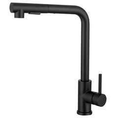 Matte Black Stainless Steel Kitchen Faucet - Single Lever, Pull Out Spring Spout, Hot & Cold Water Mixer Tap