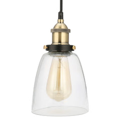 110V E26/E27 Vintage Industrial Pendant Light with Bell Glass Shade, Bulb Not Included