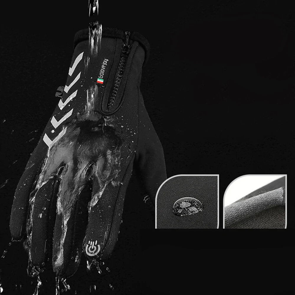 Waterproof Cycling Gloves - Anti-Skid, Touch Screen, Reflective for Night Riding, Warm for Outdoor Sports